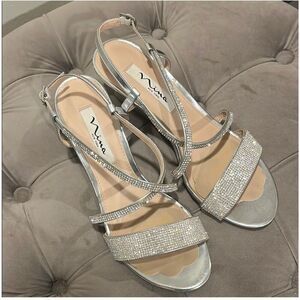 NINA | strappy silver heels 7.5